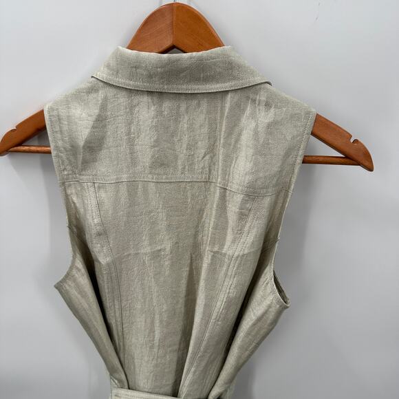 White House Black Market Metallic Gold Satin Button Down Dress // 4 Petite - Picture 9 of 10